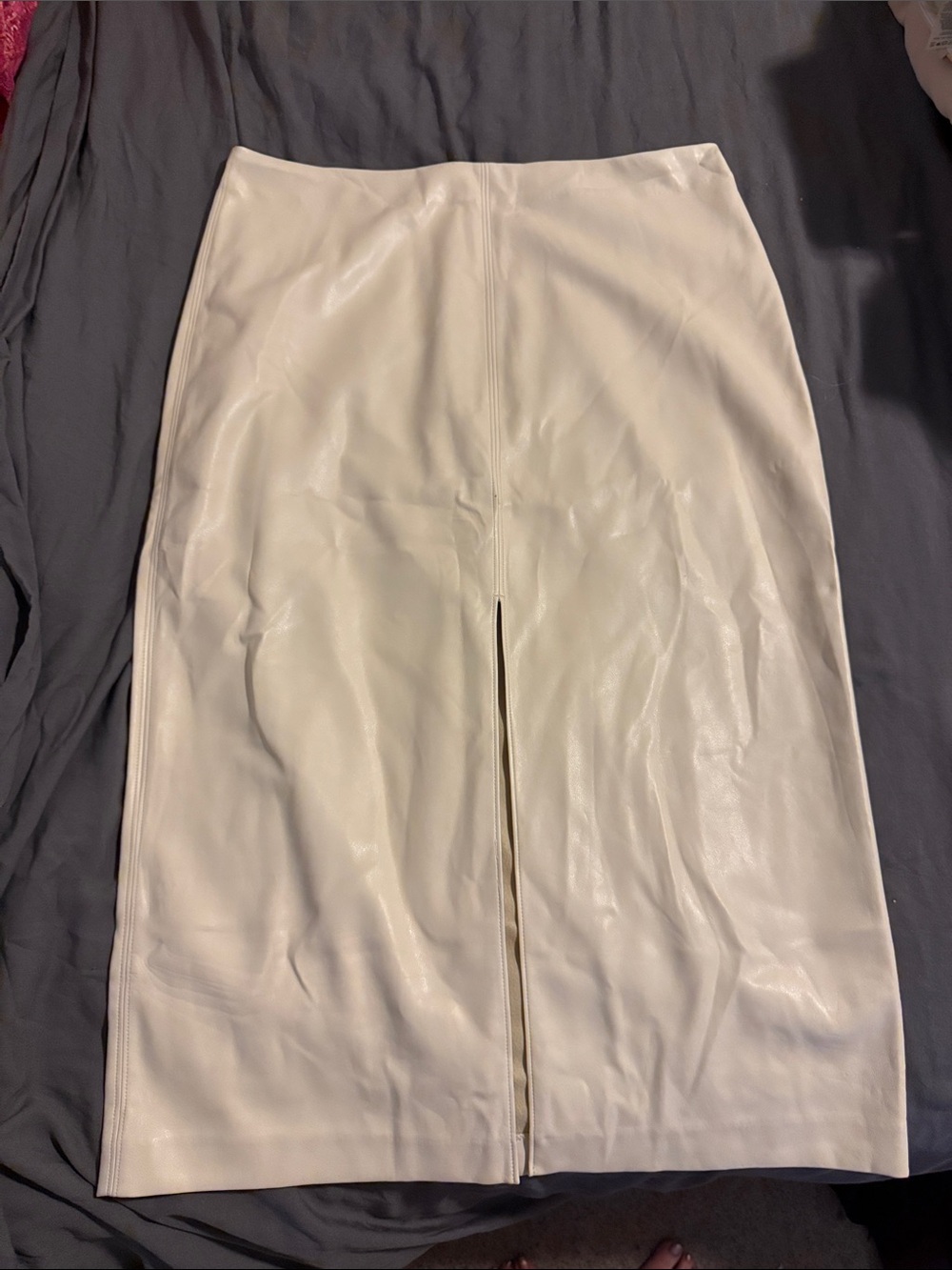 GAP Cream Faux Leather Pencil Skirt with Front Slit